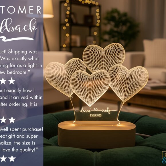 Personalized Heart LED Name Light • Custom Valentine’s Gift for Her - Picture 7 of 8